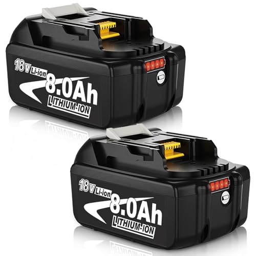 Dosctt 2 pièces 8000mAh Compatible pour Makita 18V Batterie 8.0Ah Compatible pour Makita Batterie 18V LXT BL1830B BL1840B BL1850B BL1860B