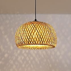 Lamparas Para Cocina De Mimbre Lámpara de techo boho Lámpara de ratán retro lampara techo ratan, lampara mimbre Colgante de madera, Lámpara de cesta de bambú retro Pantalla de ratán E27 Adecuado para cocina Dormitorio Pasillo