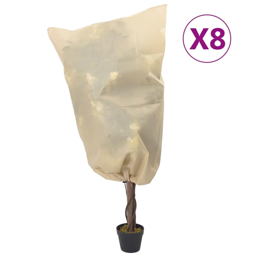 Tessuto non tessuto invernale con coulisse, 8 pezzi, 70 g/m², 0,8 x 1 m, per la cura del giardino, protezione da gelo e neve, tessuto non tessuto traspirante, accessorio per aiuola, balcone