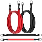 TUELETFU 4 AWG Battery Cable 4 Gauge Battery Cables 4AWG Power Inverter Wires Cables with 3/8 inch Lugs for Solar Systems, RVs, Campers, Travel Trailers, Cars (1FT + 4FT)
