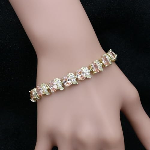 Image of LMXXVJ Fashion Tennis Bracelet Created Emerald White Gold Plated Charm Bracelet Gifts Jewelry for Women