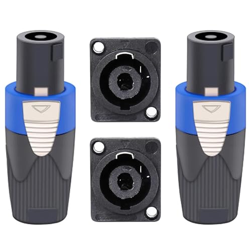 Greluma 2 Pack Kit de connecteurs Speakon, fiches de haut-parleur 4 pôles à verrouillage rotatif et prises de montage sur panneau de châssis, compatibles avec les...