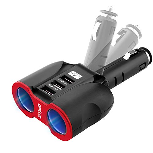 Car Charger, QC3.0 Smart Car Charger with 2 Cigarette Lighter Splitter + 1 QC3.0 USB Ports + 2 Smart USB Ports for Smart Phones, Tablets, GPS, MP3 Players RT-OPM230
