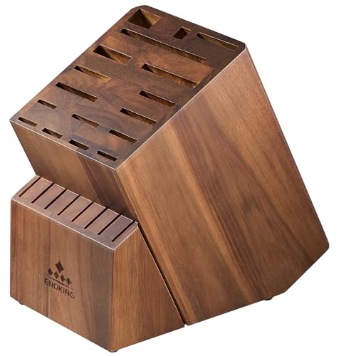 Comparison: Best Wood For Knife Block 3 ENOKING Knife Block without Knives, Large Knife Holder- 25 Slots Acacia Wood Universal Knife Block, Butcher Block Countertop for Knife Storage Organizer