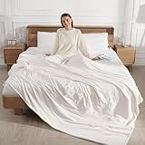 King Size Electric Blanket Dual Control Heated Blanket - Soft Silky Plush Electric Blanket with 5 Heating Level & 10 Hour Auto Off, ETL Certified & Machine Washable for Grandma Gifts(Cream White)