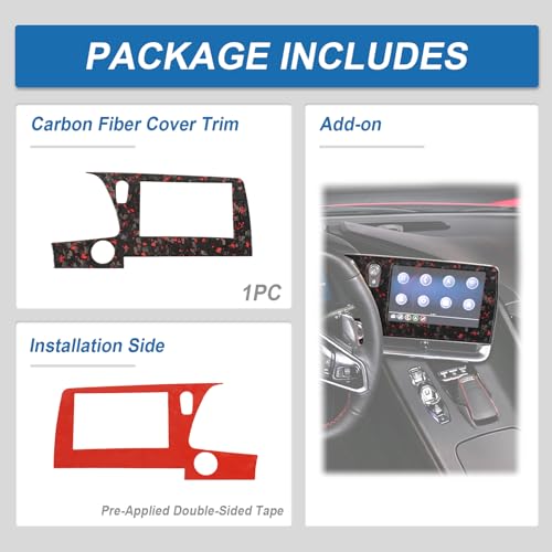 Fancemot Red Forged Style Real Carbon Fiber Central Control Screen Frame Trim Compatible with 2020-2026 Corvette C8, Interior Decor Sticker Accessories by Fancemot - Image 7