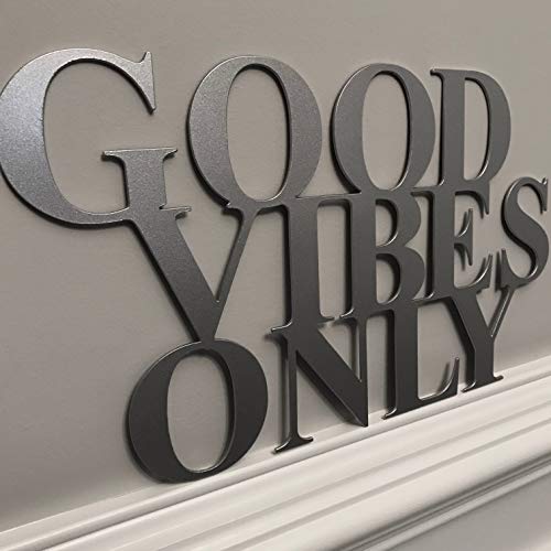 Epic Designs Metal Good Vibes only Second Design Plasma Cut Sign Script for Door Wall Bathroom Decoration (Silver)