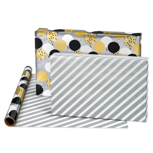 Papier cadeau réversible de qualité supérieure American Greetings, 4 rouleaux robustes 10 m²