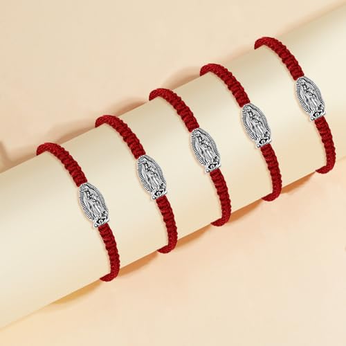 4 Pieces Catholic San Benito Bracelet Virgen De Guadalupe Bracelet Handmade Braided Adjustable String Cord Blessing Friendship Mexican Bracelet for Women Men3