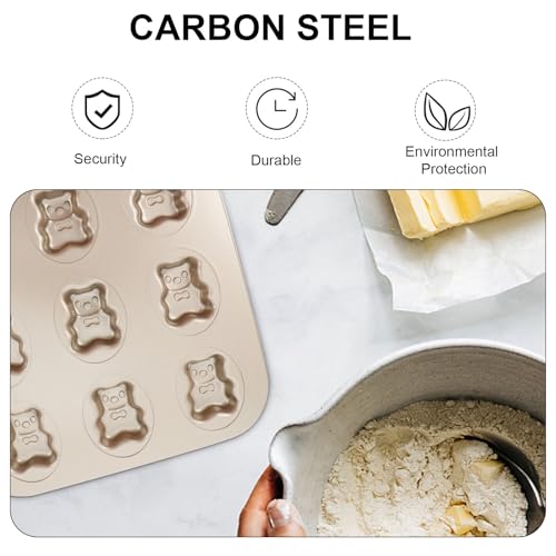 Hemoton Bear Madeleine Cookie Mold Nonstick Carbon Steel Mini Baking Pan for Oven Pastry Mold Cute Bear Shape for Cookies Cakes and Chocolates by Hemoton - Image 5