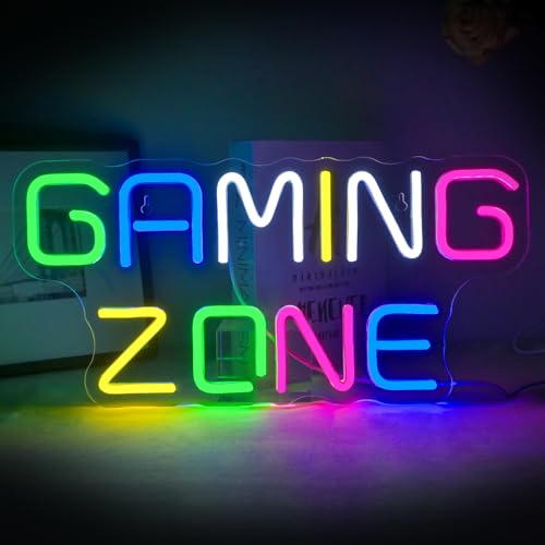 ineonlife Gaming Zone - Cartello neon, per giochi e giochi, dimmerabile, per decorazione da parete, scritta a LED per giochi per bambini, segno neon per giochi, sala giochi, grotta da uomo, regali per