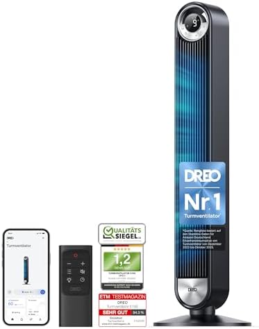 Dreo Smart Leiser Turmventilator mit Kühlung, 106cm WiFi Alexa To...