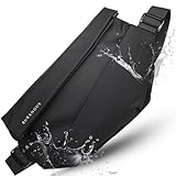 【1Lボトルもラクラク収納で驚きの大容量】 ボディバッグ メンズ ショルダーバッグ 【タフな素材で雨やスリ対策もバッチリ】通勤や旅行に最適 (ブラック)
