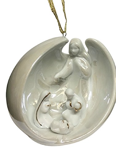 Appletree Design Angel with Holy Family Ornament, 3-Inch Tall, Christmas Tree Light Snugly Fits Into Ornament