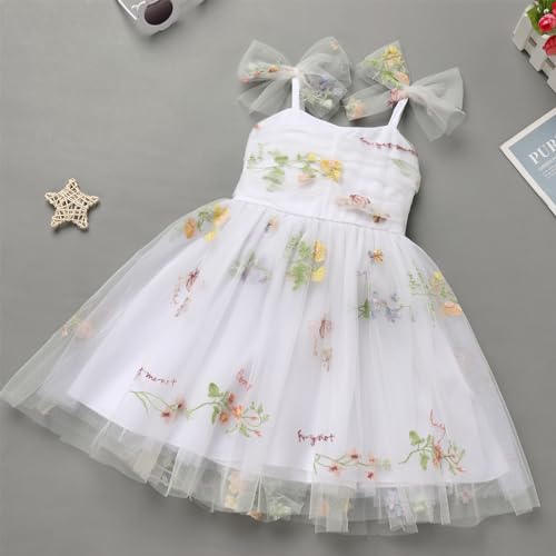 Ibtom Castle Baby Girls' Special Occasion Dresses: Toddler Flower Princess Tutu Tulle Floral Wedding Dress Graduation Pageant Prom Formal Dresses For Baby&Toddler Summer Outfit White 2-3T thumb #2
