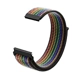 [SQHYWJ] 腕時計ベルト18mm/20mm/22mmスマートウォッチ用 ナイロン素材ベルクロ式装着 肌にやさしく着けやすい 時計バンド （黒い虹 20mm）