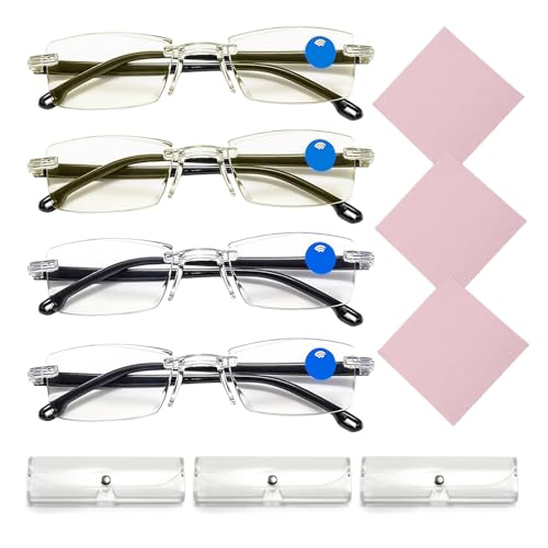 panthra 4 Presbyopic Glasses, Smart Zoom Glasses, with Box and Cloth, Smart Zoom Technology, Comfortable Nose Pads, Tough Frames, Suitable for Daily Office Study (White + Yellow)