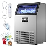 Ice Maker Commercial, 150lbs/Day Under Counter Ice Machine with 50 Lbs Storage Bin, 45 Ice Cubes in 8-15 Mins Free Standing Ice Maker for Home/Bar/Restaurant/Outdoor