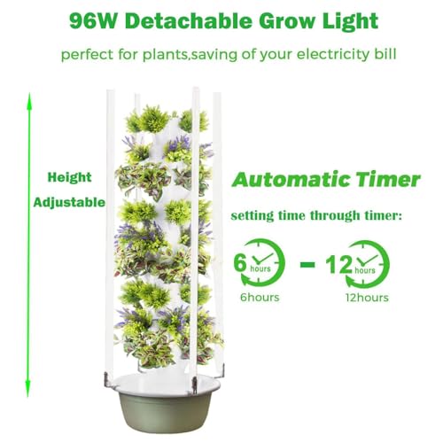 Sistema idroponico per Interni, Giardino Intelligente a LED, Torre Verticale per ortaggi a 9 Livelli per Appassionati di Giardinaggio Domestico, Soluzione salvaspazio per la Coltivazione di