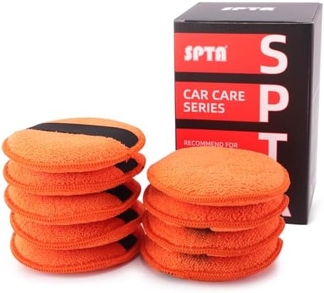SPTA Wax Applikator Pads, 9tlg Mikrofaser Auto Handpolierschwamm Waschset Wax Applikator Set, Autowachs Reinigungs Polierschwämme Microfaser Wachs Applikator für Wachse, Polituren,