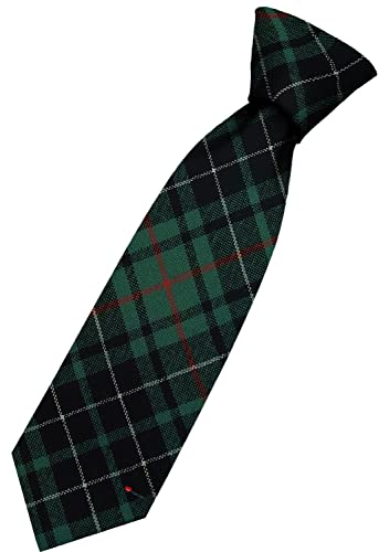 Cravate en laine écossaise homme motif MacAuley Hunting Ancient Tartan vert