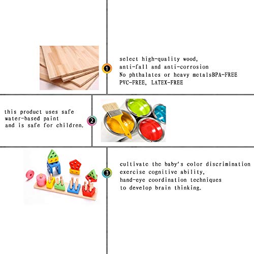 RUIDELI Wooden Educational Geometric Toys, Preschool Learning Shape Color Recognition Geometric Stacking Blocks, Toddler Geometric Sorting Board Blocks