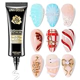UNA GELLA 3D Nagelkleber Nail Art, 3D Nagelgel Sculpting Gel 15g, 4-in-1 No-Wipe Klar Gel für Nagelspitzen, Chrome-Pulver, Nail Charms, Zeichnungen & DIY Nageldesign – UV/LED Härtung