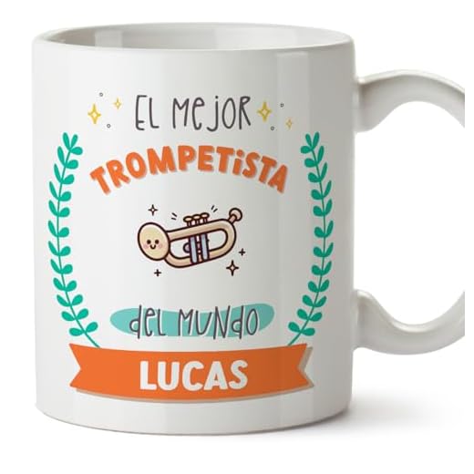 MUGFFINS Tazas Personalizadas para TROMPETISTA hombre - En Español - Mejor del mundo - Con dibujo - 11 oz / 330 ml - Regalo Personalizable original y divertido
