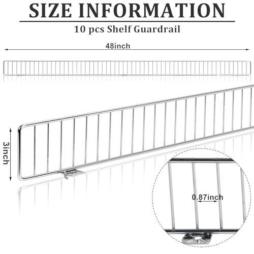 Yaocom 10 Pcs Retail Gondola Shelf Front Wire Fence Guard Rail Sturdy Metal Supermarket Guardrail Chrome Commodity Organization Baffle Display Enhancer For Retail Stores Fruit Fresh Food  thumb #1