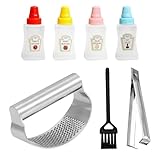 2 Piezas De Prensa De Ajo De Acero Inoxidable, 4 Botellas Exprimidoras De Salsa De Plástico, 1 Cepillo Para Limpiar Grietas, Recolector De Ajo Rápido Y Fácil, Relleno De Especias.