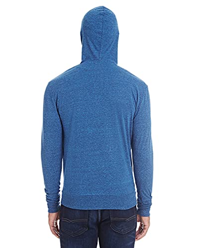 Threadfast Apparel Unisex Triblend Full-Zip Light Hoodie XS ROYAL BLK TRBLND2