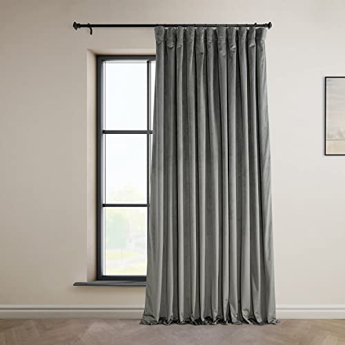 Image of HPD Half Price Drapes Signature Plush Extra Wide Velvet Blackout Curtains for Bedroom (1 Panel),100W X 120L Hotel Black Out Curtains for Living Room, Thermal Insulated Curtains, Nightlife Grey