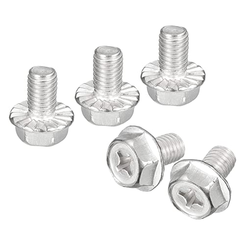 sourcing map M8x12mm Phillips Hex Head Flange Bolts, 10pcs 304 Stainless Steel Hexagon Phillips Flange Head Hex Bolts Machine Screws