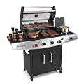 5 Burners Propane Gas Outdoor Grill 62000 BTU, 645 Sq.in, Searing Burner, Side Burner, Porcelain-Enameled Grates, Stainless Steel BBQ Gas Grill, Patio Garden Family Party Barbecues