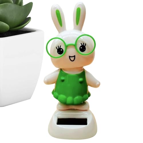 Solar Dancing Statue, Solar Dancing Easter Bunny Solar Dashboard Decoration, Dancing Solar Toy, Mobile Car Decoration Dashboard Toy, Car Dashboard Decoration for Office Desk Window Sill Patio Shelf