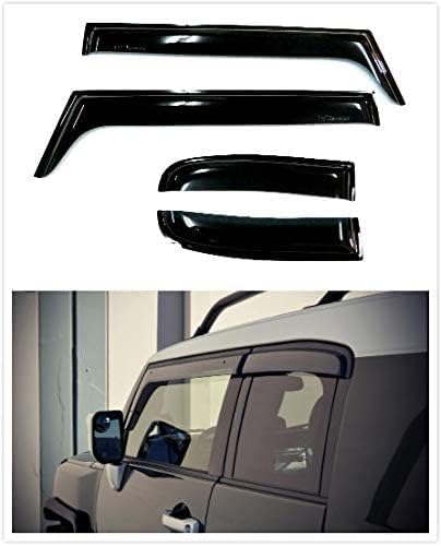 4Pcs Vent Visor Side Window Visor Rain Sun Wind Deflectors Guard Vent Shade Black Tinted for Toyota FJ Cruiser 2006-2017