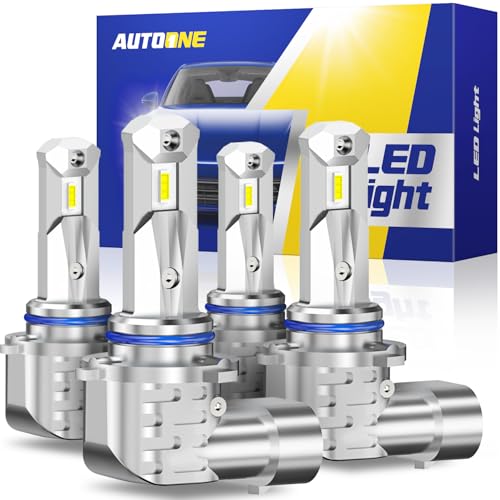 AUTOONE 9005 9006 Bulbs Combo 80 000LM 6000K White Super Bright 9005/HB3 9006/HB4 Fanless Halogen Replacement Fog Light Bulbs Non-Polarity Anti Flicker Plug and Play Pack of 4