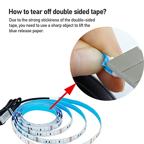 KXZM 5V USB RGB LED Strip Light USB Powered 13.2ft/4M (2pcs x 6.6ft) 240LEDs Flexible SMD 5050 with Controller Dimmable 19 Dynamic Modes 20 Static Colors No-Waterproof IP20 LED Tape Lights by KXZM - Image 5
