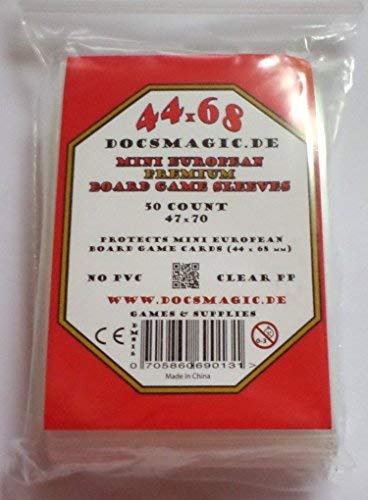 docsmagic.de 50 Premium Mini European Board Game Sleeves - 47 x 70 - Small EU - 44 x 68
