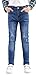 Men's Red Ripped Skinny Distressed Destroyed Straight Fit Jeans Pants with Holes
