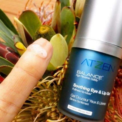 Atzen Balance Soothing Eye & Lip Gel | Under Eye & Lip Balm Gel | Helps To Treat Baggy & Puffy Eyes, Dark Circles & Chapped Lips | Organic & Natural Ingredients: Vitamin E & Olive Oil, Hyaluronic Acid | Paraben Free, Cruelty Free & Non Gmo (0.5 Oz) #TOP3