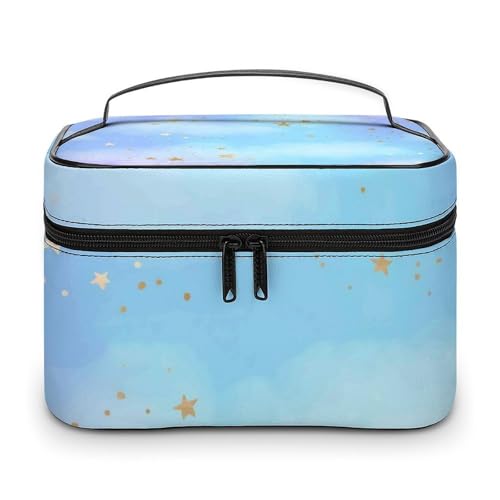 メイクボックス コスメ収納 大容量 星 星柄 かわいい 宇宙 ブルー 化粧ポーチ 化粧品入れ メイク収納ケース 軽量 持ち運び アクセサリー 小物入れ おしゃれ 旅行 出張用 プレゼント