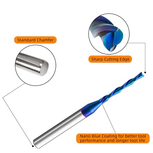 Image of CNC Spiral Router Bits (5, Down Cut - 1 /8 inch Dia - 3 inch OAL)