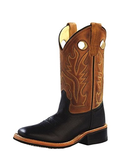 Old West Boys' Canyon Cowboy Boot Square Toe Black 6 D(M) US