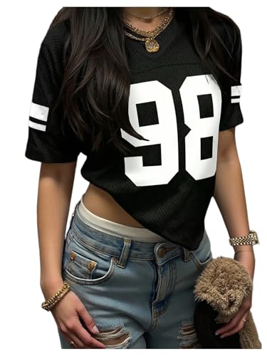 SOLY HUX Womens Y2k Jersey Shirts Graphic Trendy Oversized Preppy Tshirts