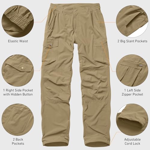 Mens Hiking Safari Pants Quick Dry Lightweight Water-Resistant Cargo Fishing Outdoor Work Pants with Multiple Pockets3