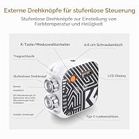 K&F CONCEPT 360° Vollfarbige RGB Videolicht 60 LED mit 2000mAh Akku,Weiß – Ansicht 2