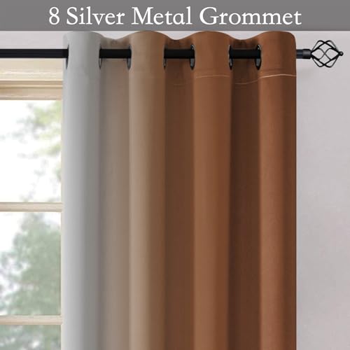 Image of SimpleHome Ombre Burnt Orange to Grey White Curtains for Living Room 52x84L | Room Darkening Curtains for Bedroom,Gradient Light Blocking Curtain,Thermal Insulated Grommet Window Drapes,2 Panels,84 Inch