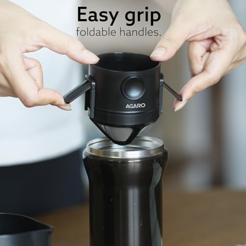 Image of AGARO Pour Over Coffee Maker with Double Mesh Filter, Food Grade 304 Stainless Steel & Plastic Coffee Dripper, 100% Paperless, Foldable-Portable & Easy to Clean, Retains True Coffee Flavour