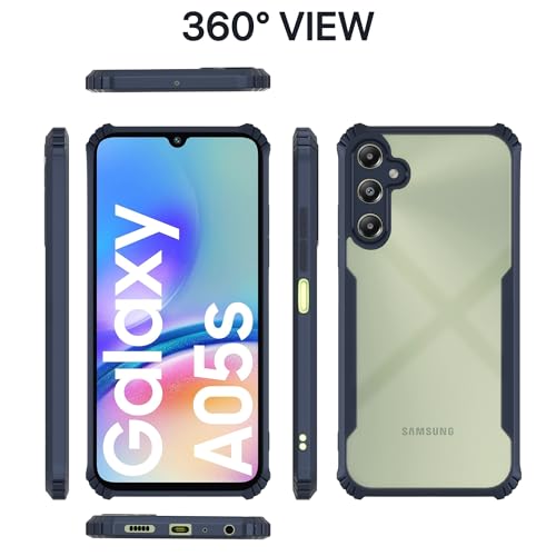 Image of Pikkme Samsung Galaxy A05s Back Cover | Crystal Clear Transparent Back | Ultra Hyrbid | Full Camera Protection | Raised Edge | Bumper Back Case (Blue)
